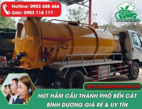 Hút hầm cầu Bến Cát thông hút nhanh, giá rẻ, đúng khối lượng